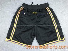 Load image into Gallery viewer, Lakers black basketball shorts all Stitched
