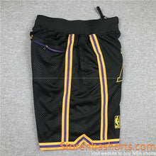 Load image into Gallery viewer, Lakers black basketball shorts all Stitched
