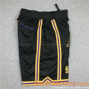 Lakers black basketball shorts all Stitched