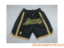 Load image into Gallery viewer, Lakers black basketball shorts all Stitched
