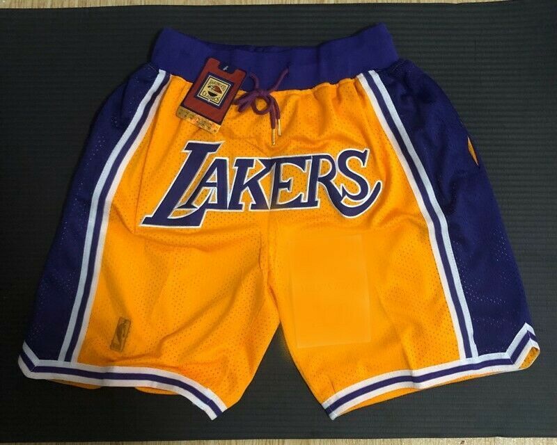 Los Angeles Lakers Black Yellow Royal Shorts All Stitched